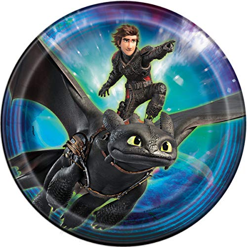 How to Train Your Dragon Birthday Party Supplies Set - 8 Dessert Plates, 8 Lunch Plates, 16 Napkins, Table Cover, Banner, 8 Masks & Stickers - Perfect for Kids' Themed Birthday Decorations & Celebrations