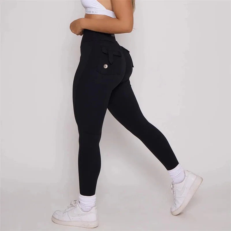 Pchee Bum Leggings 2023 - High Waist Yoga Pants with Pockets for Women - Workout Gym & Running Tights - Butt Lifting Peach Hips Design - Perfect for Yoga, Fitness & Casual Wear