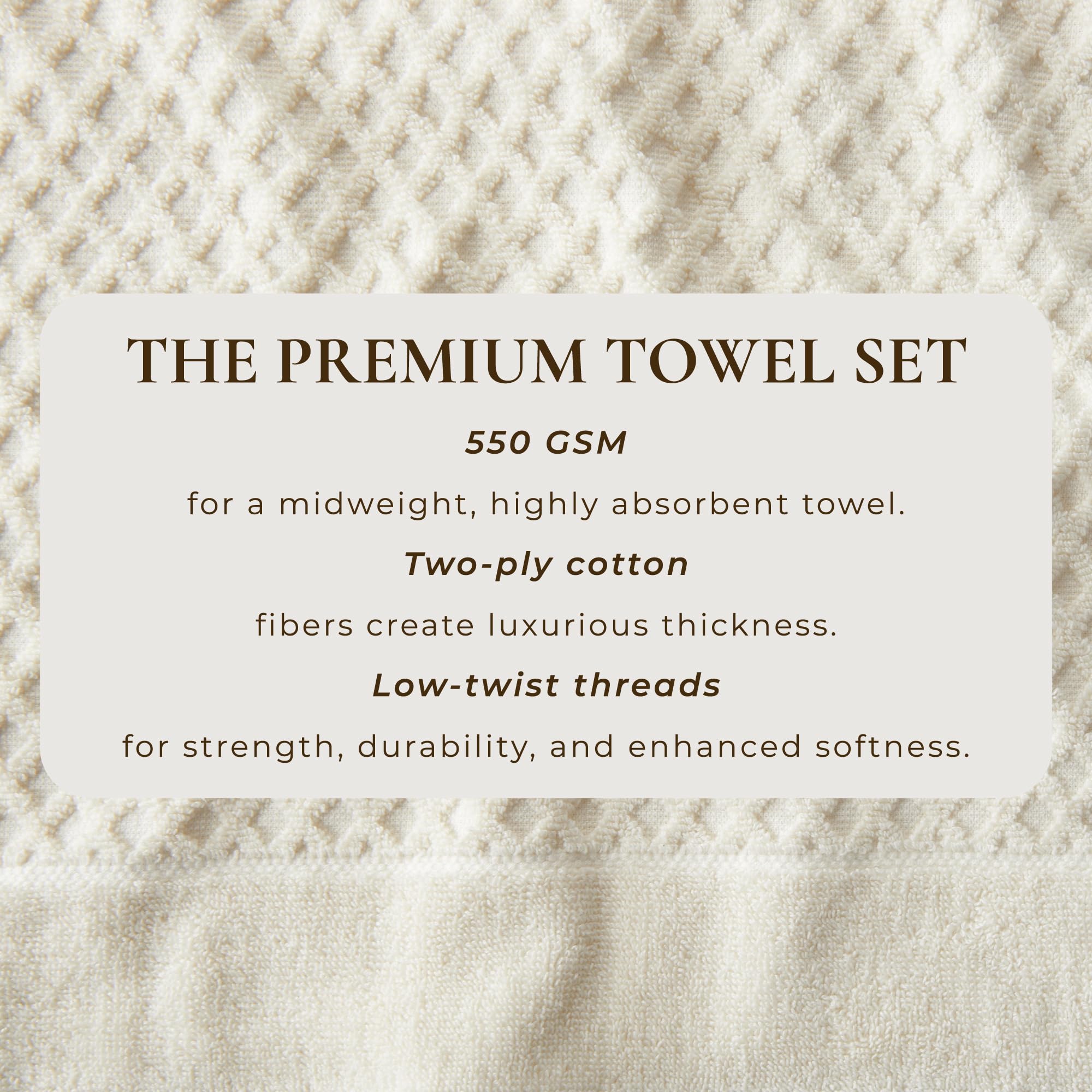 Great Bay Home 100% Cotton 6-Piece Bath Towel Set - Super Absorbent & Quick-Dry Ivory Towels (2 Bath, 2 Hand, 2 Washcloths) - Soft Luxury Towels for Spa, Bathroom & Guest Use
