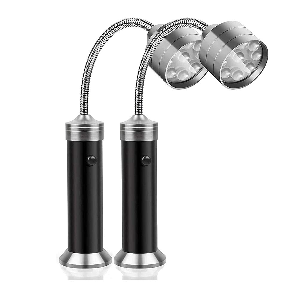 TopHomer 2-Pack Magnetic BBQ Grill Lights with Ultra-Bright LED - 360° Adjustable Gooseneck for Gas, Charcoal & Electric Grills - Perfect for Outdoor Cooking, Camping & Garage Lighting