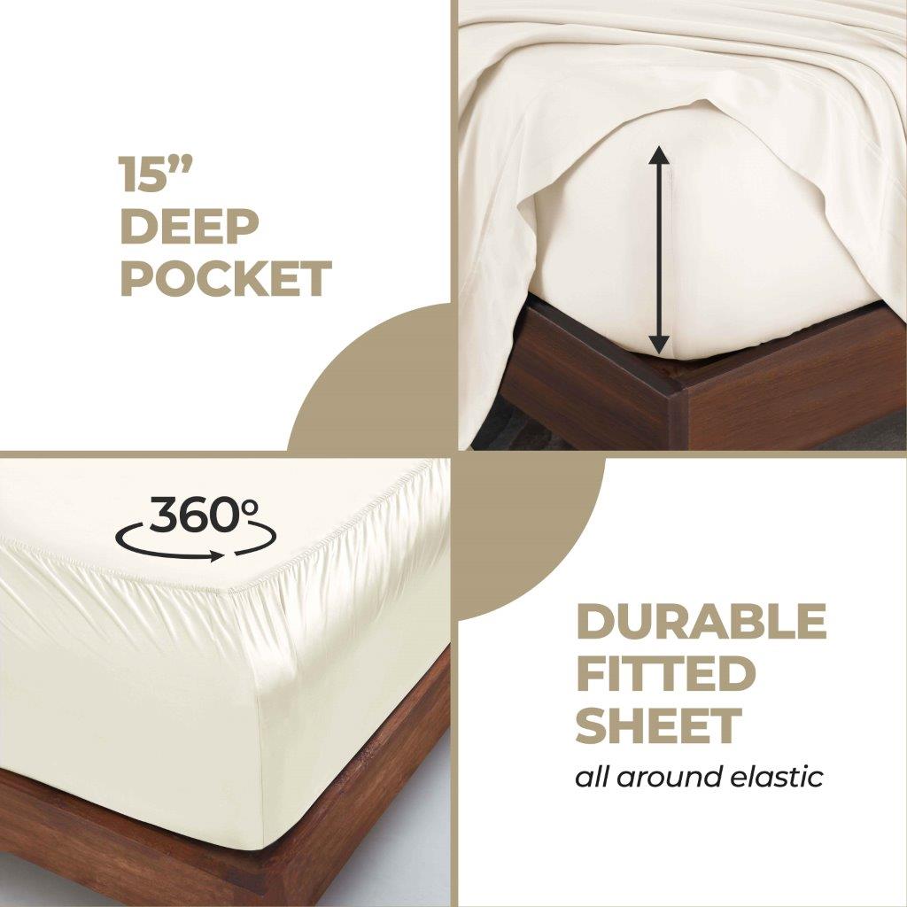 400 Thread Count Modal Beechwood Bed Sheet Set - Ultra Soft, Breathable & Deep Pocket Fitted - Perfect for Luxury Bedding & Comfortable Sleep