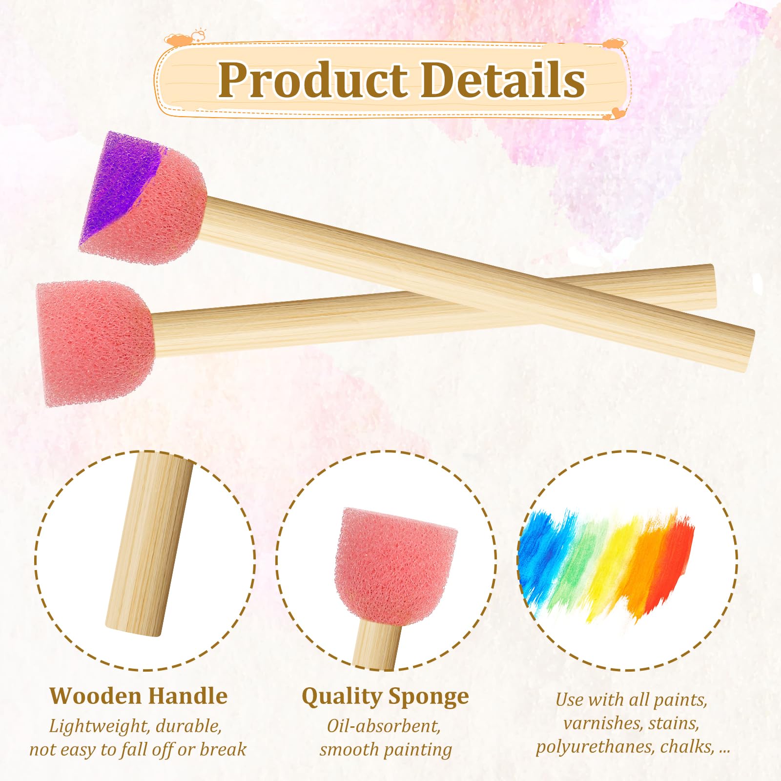 40-Piece Round Sponge Brush Set - 0.6