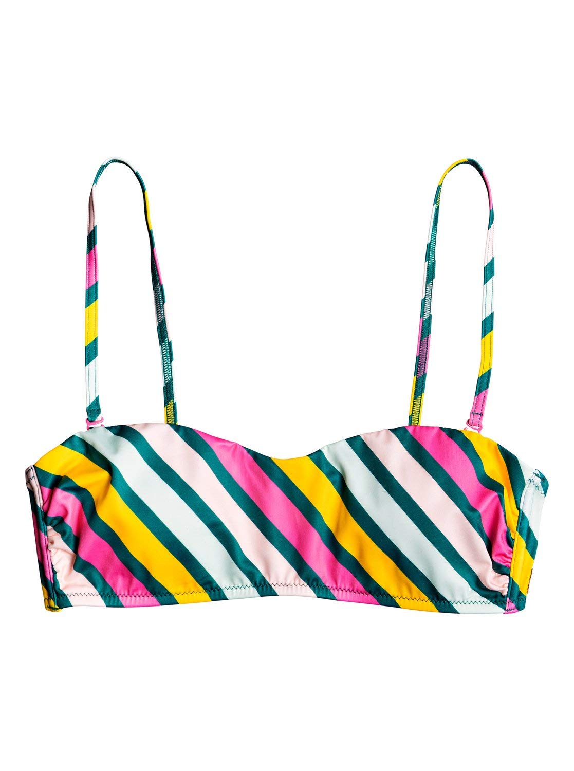 Roxy Pop Surf Bandeau Swim Top - Women's Two-Piece Bikini Top in Anthracite, Size Large | Perfect for Beach Vacations, Pool Parties & Summer Surfing