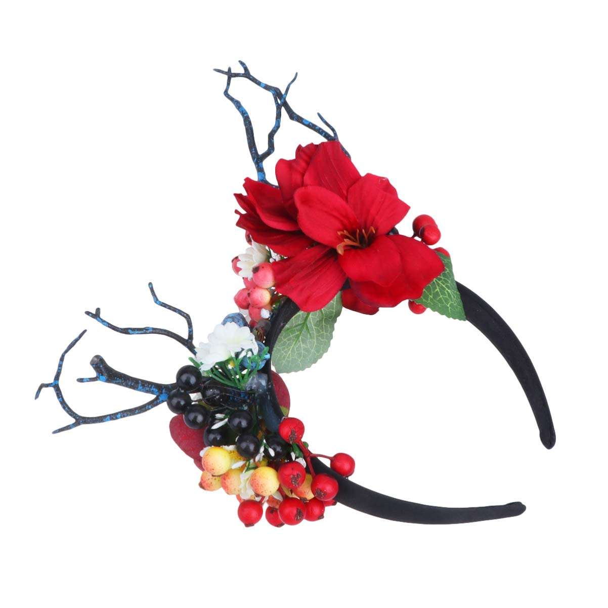 FRCOLOR Christmas Deer Antler Flower Headband - Floral Garland Headpiece for Halloween Costume, Party Cosplay, Festive Celebrations | Perfect for Christmas Gifts, Halloween Parties, Cosplay Events & Themed Gatherings