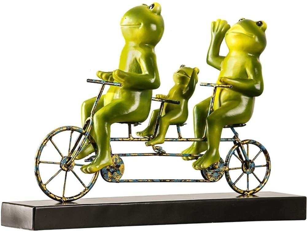 JUZZQ Resin Frog Bicycle Statue - Modern Home & Garden Sculpture Decor, Handcrafted Art Figurine for Indoor & Outdoor Decoration - Perfect Gift for Cyclists & Nature Lovers (Use in Living Rooms, Patios, Office Desks)