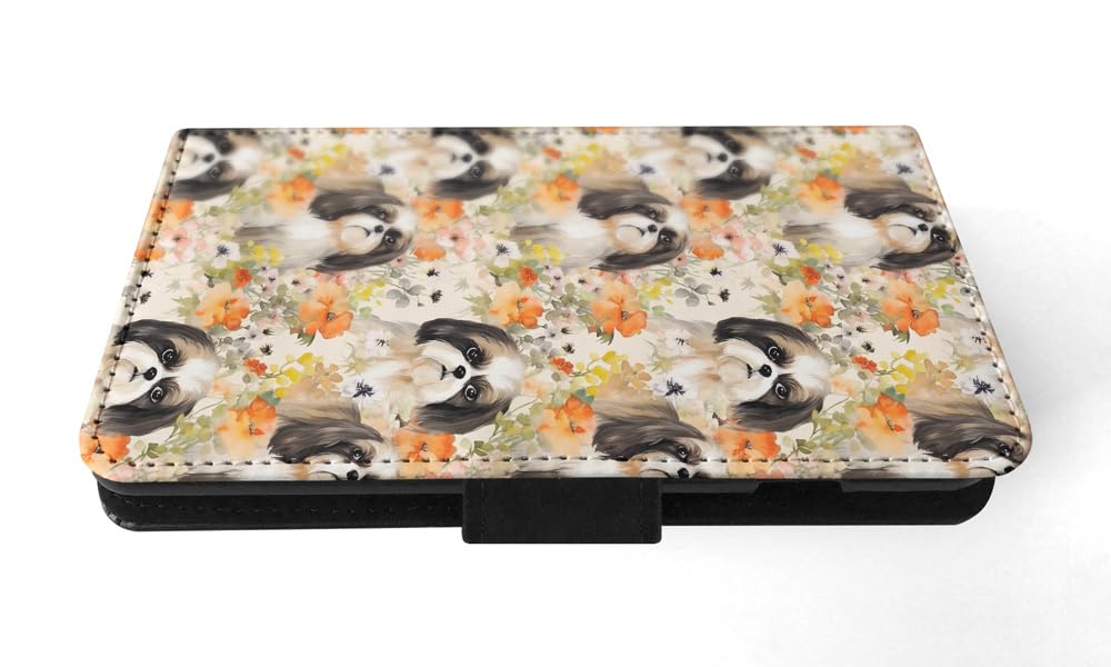 Cute Shih Tzu Puppy Dog Pattern Faux Leather Flip Wallet Phone Case for Apple iPhone 14 - Perfect for Dog Lovers, Fashion Accessory & Everyday Use