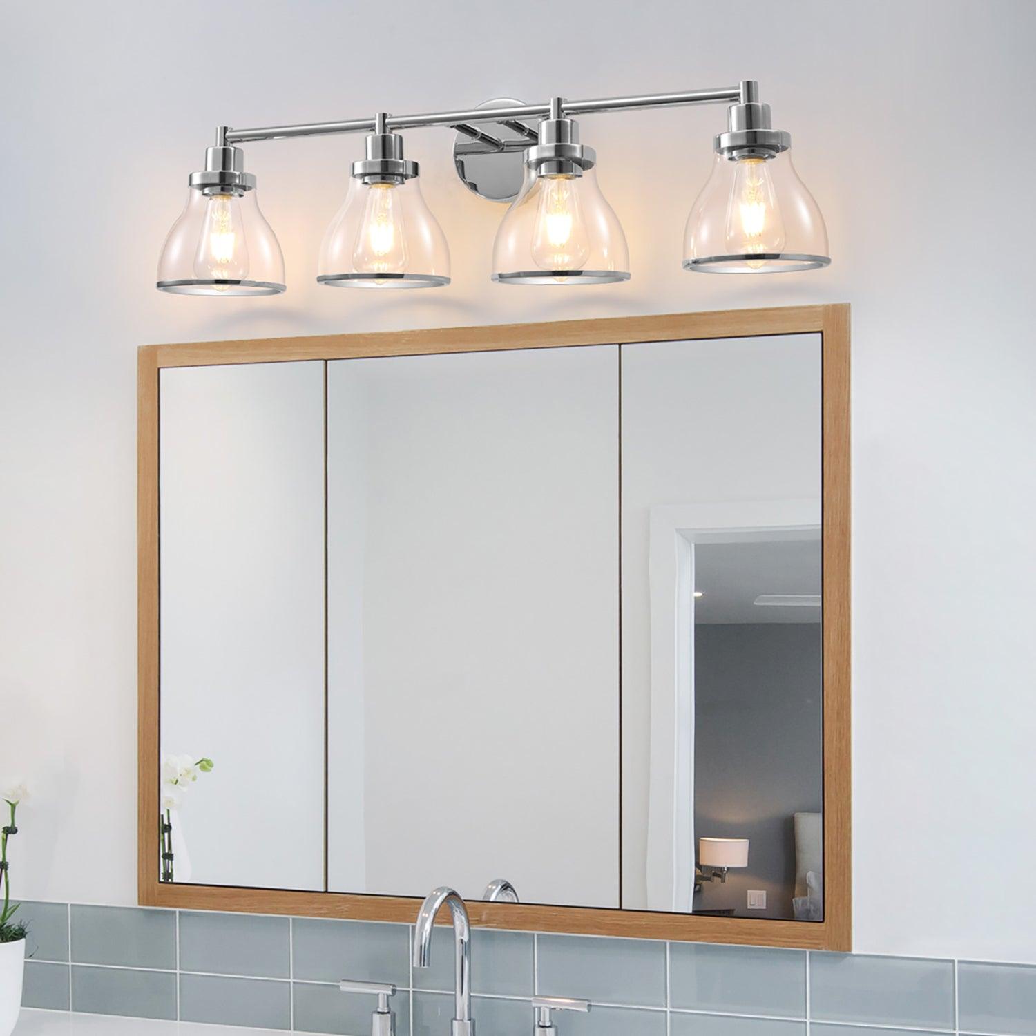 Hermosa Modern 4-Light Bathroom Vanity Light Fixture - Brushed Nickel Finish for Bathroom Mirror Lighting, Perfect for Modern Home Decor and Spa-Like Ambiance
