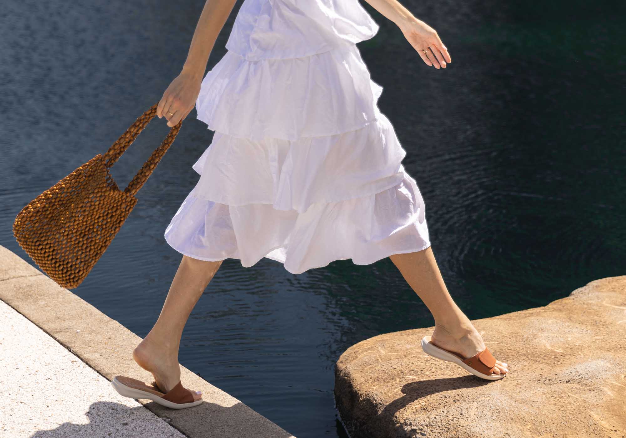 Revere Macau Women's Comfortable Leather Slides Sandals - Casual Summer Shoes for Beach, Pool & Home Wear