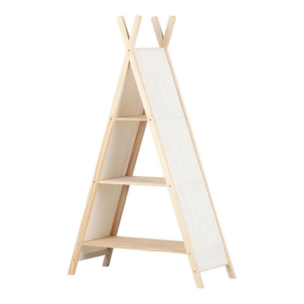 Rosebery Kids Teepee Bookshelf - White Wooden Children's Book Storage Organizer for Bedroom, Nursery & Playroom - Perfect for Storytime & Toy Display