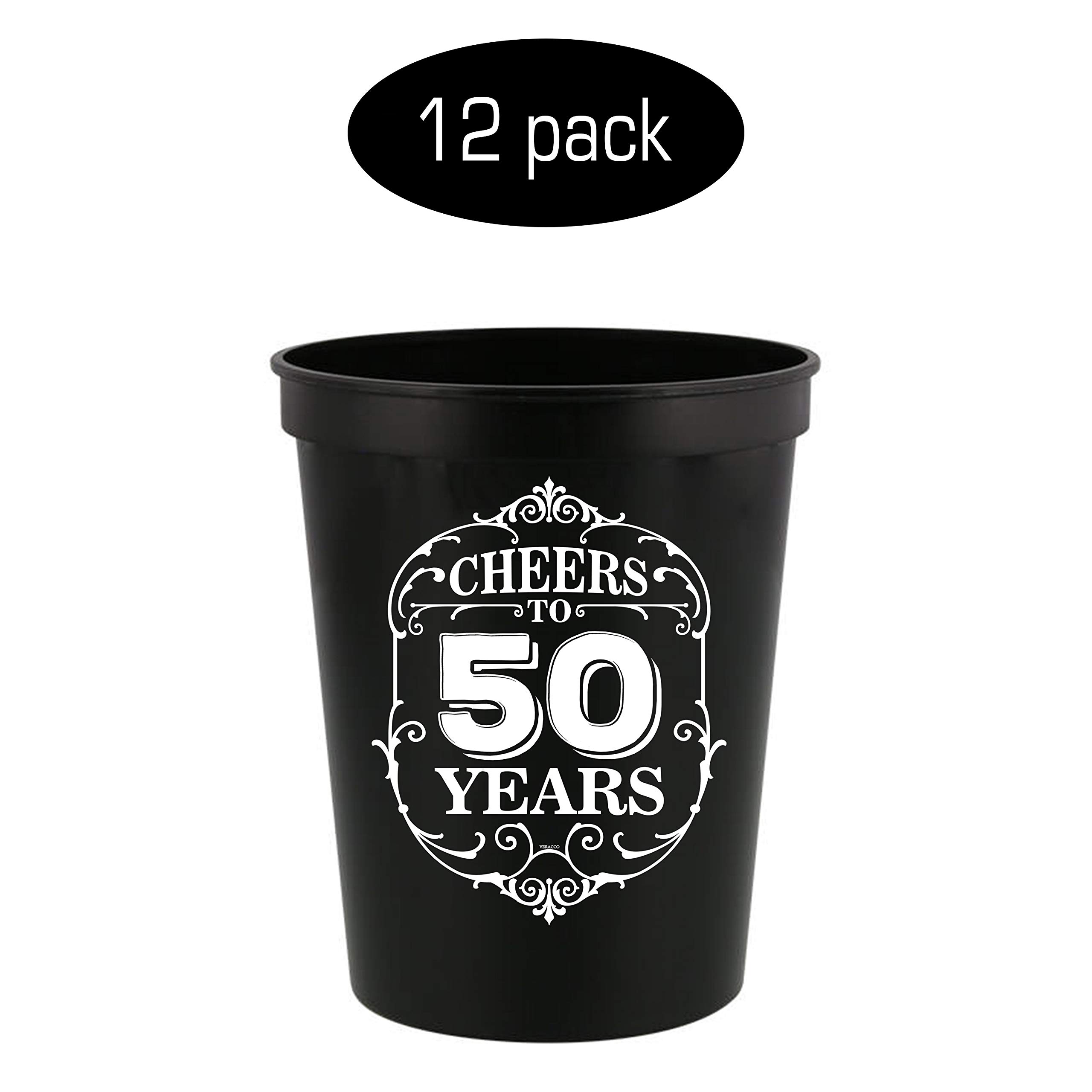 Cheers To 50 Years Stadium Party Cup - 50th Birthday Gift, Fifty And Fabulous Party Favors & Decorations - Happy Birthday Plastic Drinking Cups for Best Friends - Perfect for Birthday Celebrations, Anniversaries, and Special Events
