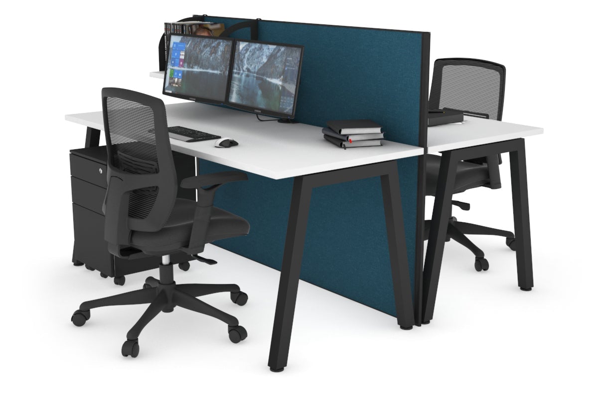 Horizon Quadro 2-Person Office Workstation Bench with A-Legs - 1600L x 700W - Perfect for Shared Workspaces, Conference Rooms & Collaborative Office Environments