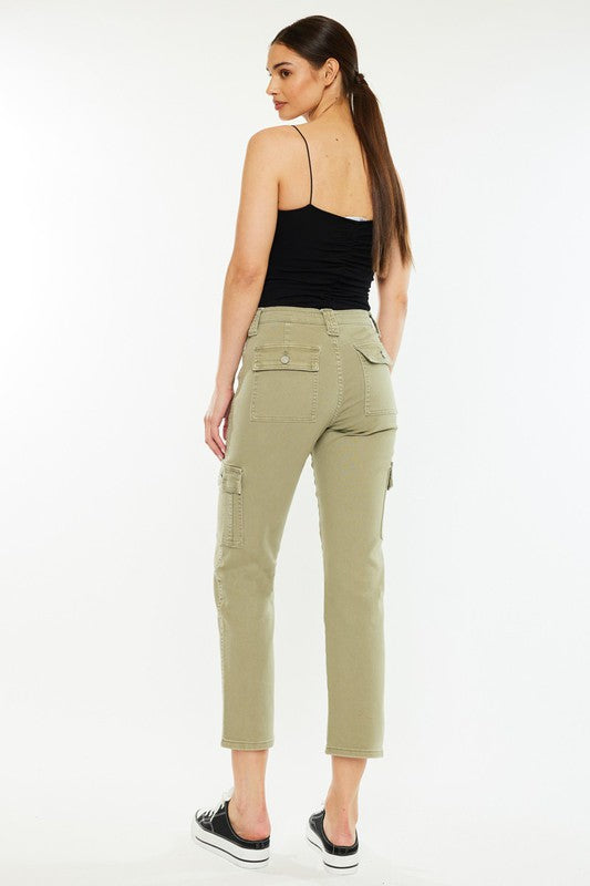 Lavinia Women's High Rise Slim Straight Leg Cargo Pants - Stretch Comfort Fit for Work, Hiking & Casual Wear
