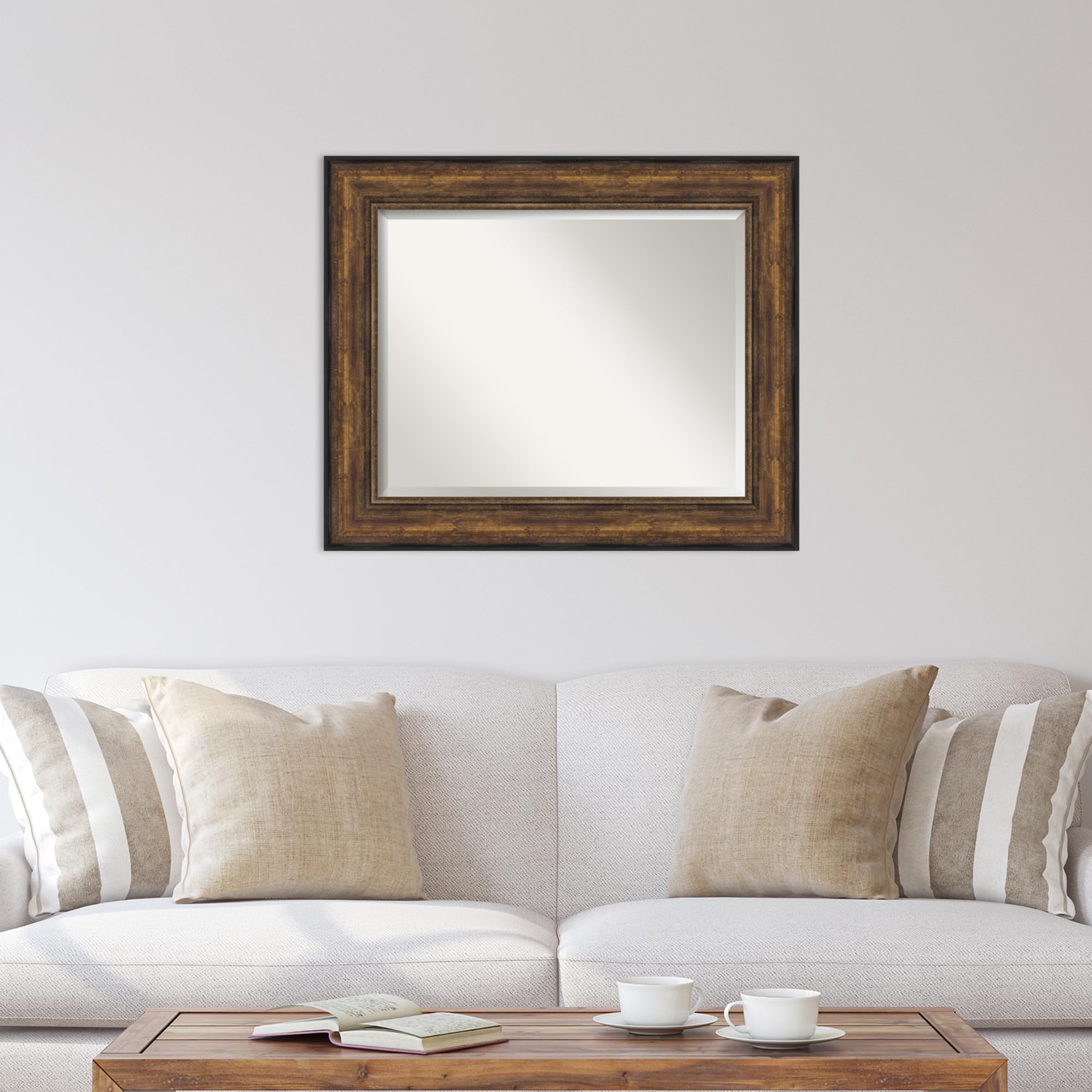 Amanti Art 30x36 Inch Bronze Wall Mirror - Large Traditional Framed Rectangle Bathroom & Living Room Decor with Beveled Edge - Hangs Horizontally or Vertically - Perfect for Bedroom, Entryway, and Ballroom Wall Decor