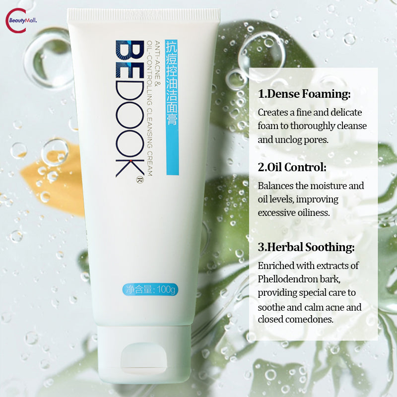 Bedook Oil Control Cleansing Foam for Acne-Prone Skin | Deep Pore Cleanser for Oily & Combination Skin | Daily Face Wash for Men & Women
