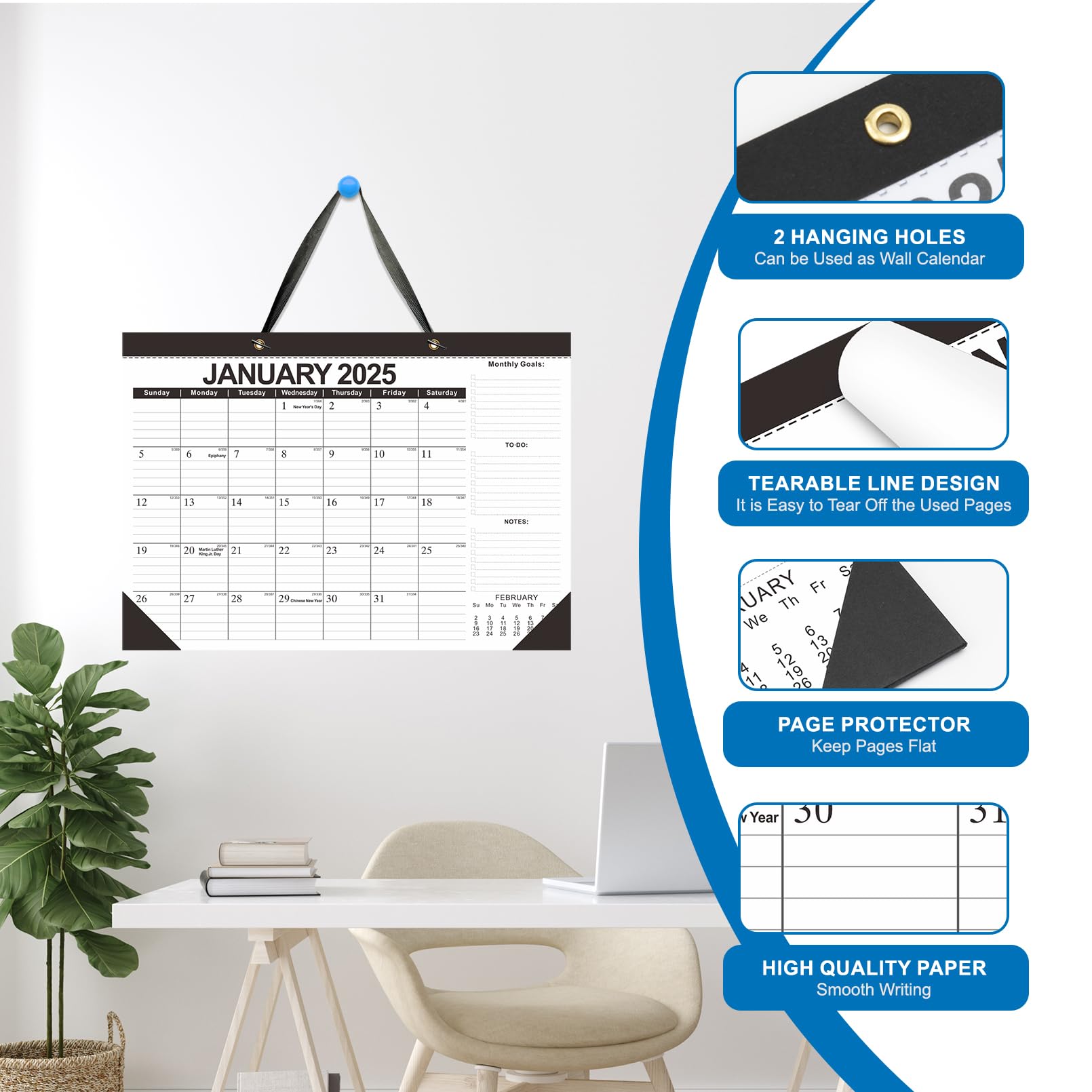 2025-2026 Desk Calendar | 18-Month Planner from July 2025 to December 2026 | 17