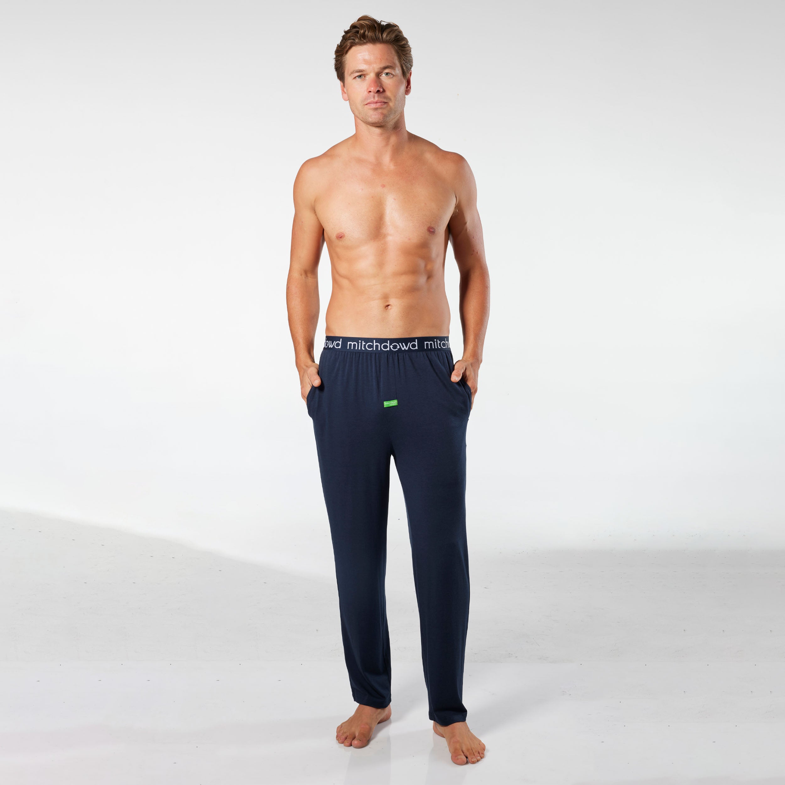 Men's Soft Bamboo Knit Sleep Pants - Navy Blue Comfortable Lounge Pajama Bottoms for Relaxing at Home & Sleeping
