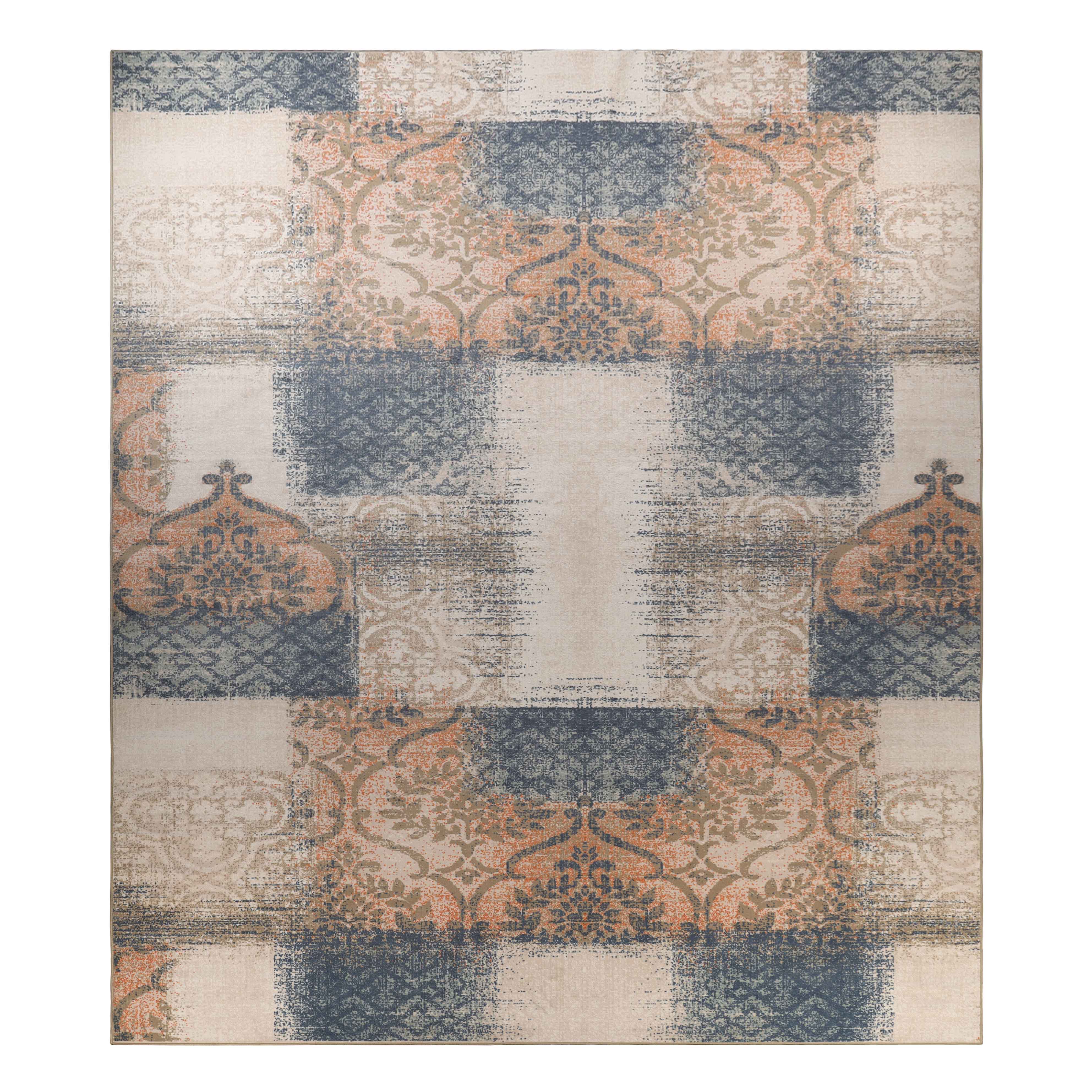Bristol Distressed Abstract Damask Indoor Area Rug - Non-Slip Living Room Carpet Runner for Bedroom, Hallway & Entryway Decor