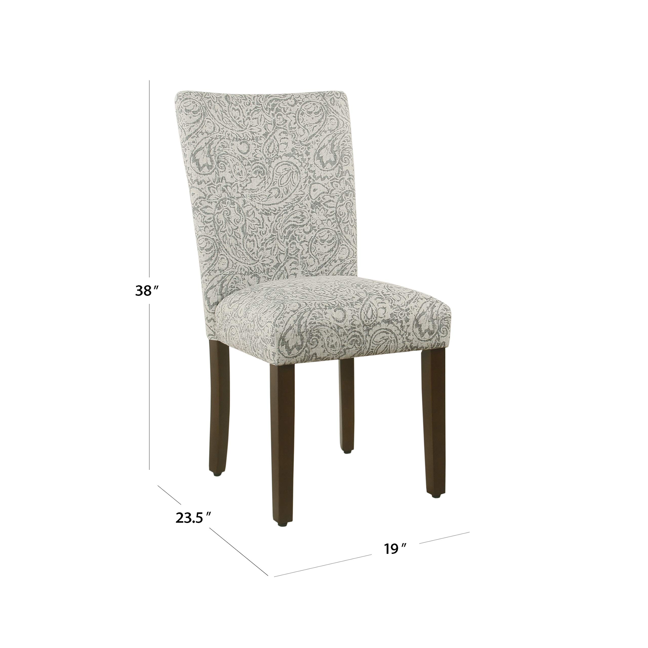 HomePop Parsons Classic Upholstered Accent Dining Chairs - Set of 2, Gray and Cream Fabric - Modern Kitchen & Dining Room Furniture for Small Spaces