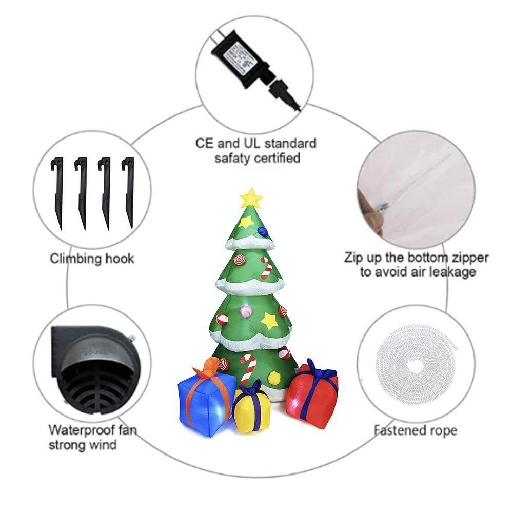 8FT Inflatable Christmas Tree with Built-in LED Lights - Outdoor Blow Up Holiday Decor for Yard, Garden, Lawn | Includes Tethers & Stakes | Perfect for Christmas Parties, Front Yard Displays & Festive Outdoor Decorations
