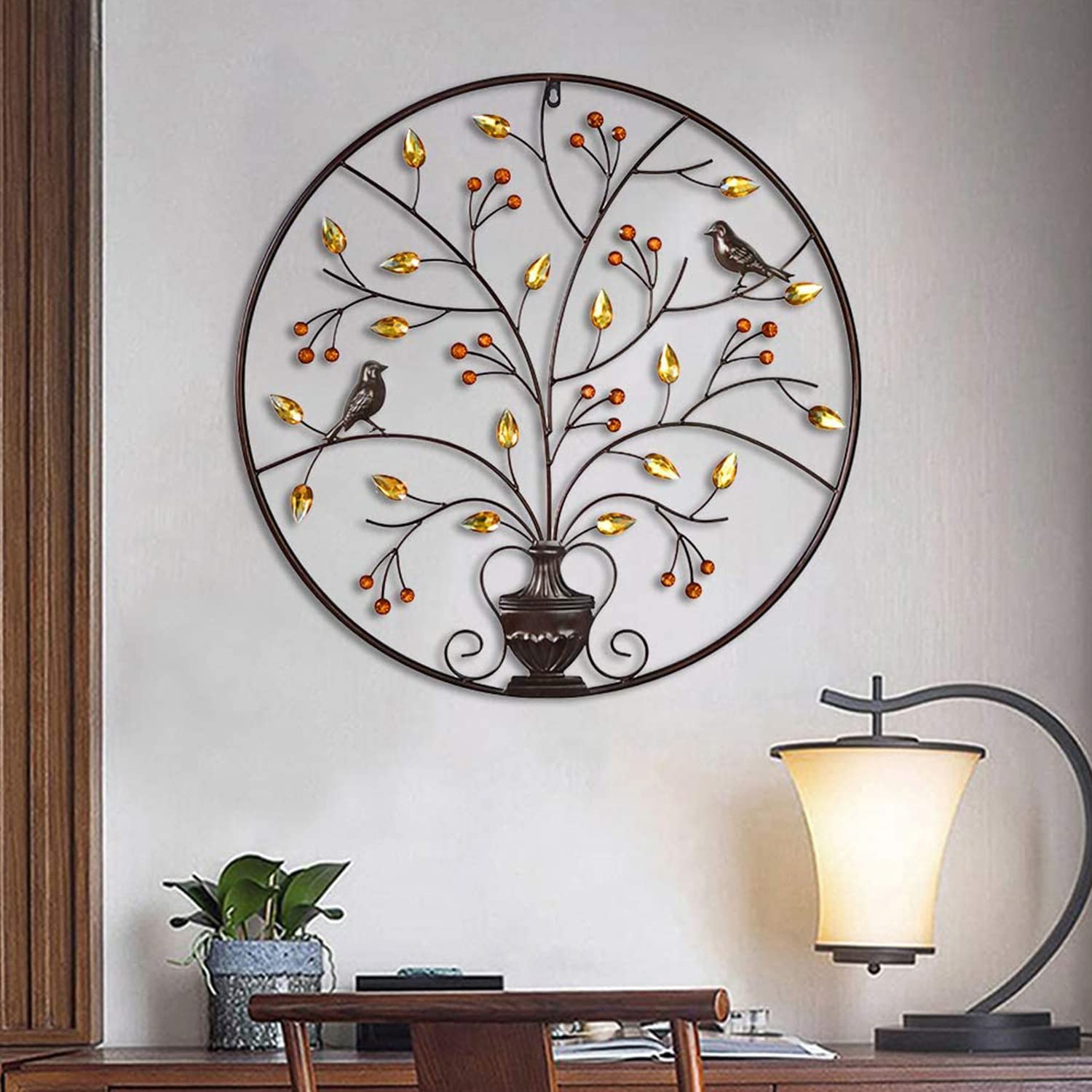 KKVV 31-Inch Metal Garden Art Sculpture - Birds Themed Tree of Life Wall Hanging Decor for Front Porch, Living Room, Outdoor & Indoor Home Decor | Perfect for Patio, Yard, and Housewarming Gifts