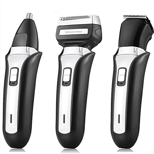 Professional Electric Razor for Men - 3-in-1 USB Rechargeable Waterproof Beard Trimmer & Nose Hair Clipper | Perfect for Travel, Home & Gym Use