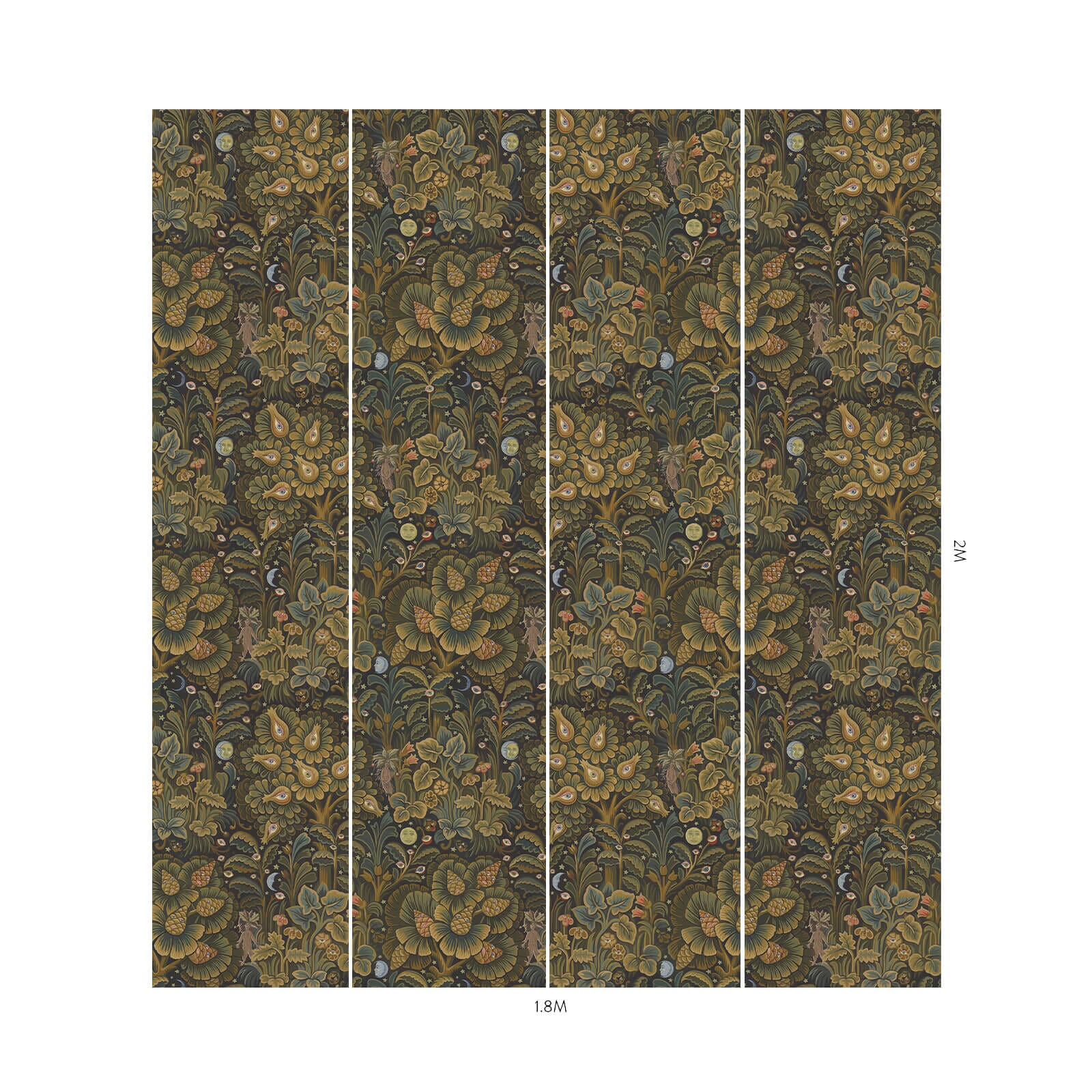MOON GARDEN Midnight Wallpaper - Premium Peel & Stick Wall Mural for Bedroom, Nursery, and Living Room Decor
