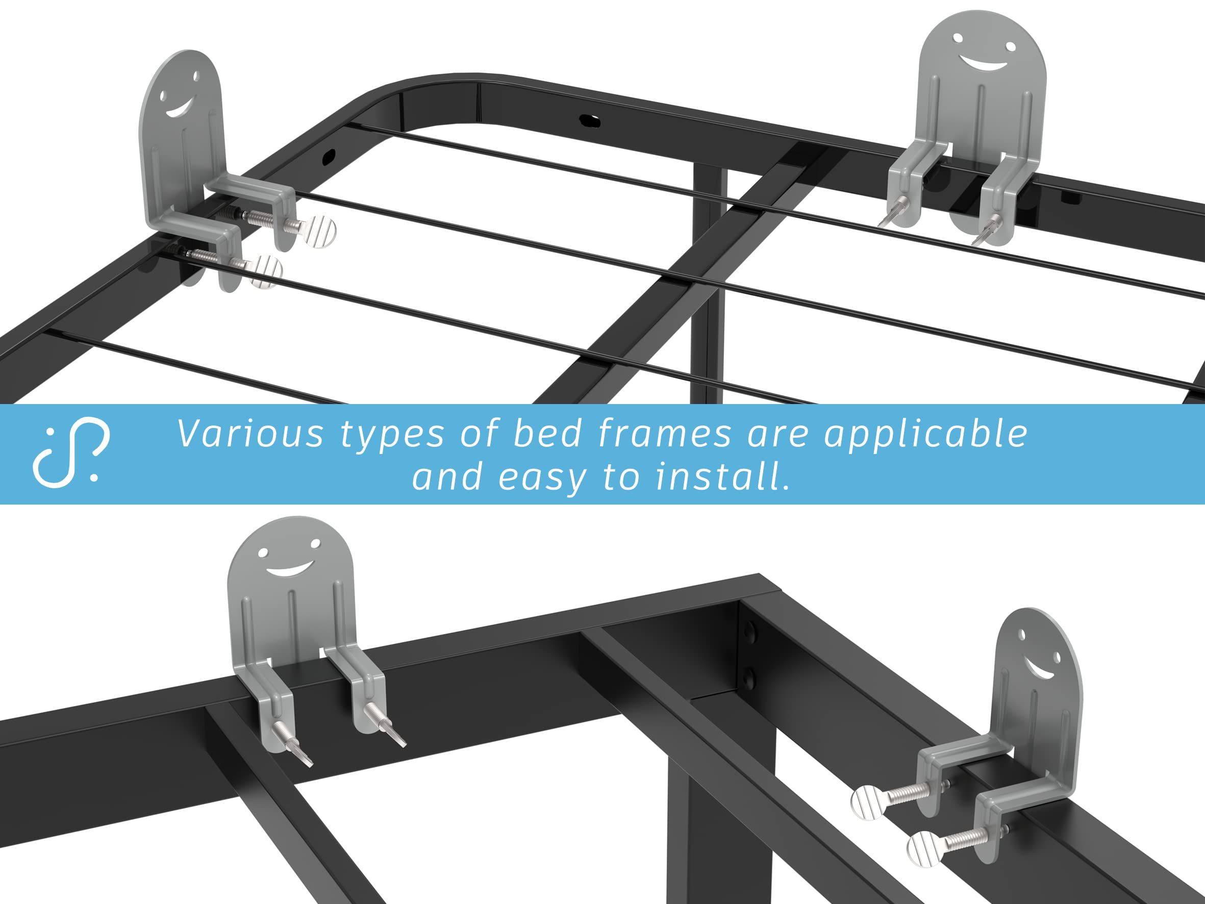 Non-Slip Mattress Grippers for Bed Frame - 6 Pack Adjustable Anti-Slide Pads, Universal Mattress Holder for Most Bed Sizes, Easy Installation (Shiny Silver) - Perfect for King/Queen/Twin Beds to Prevent Mattress Shifting