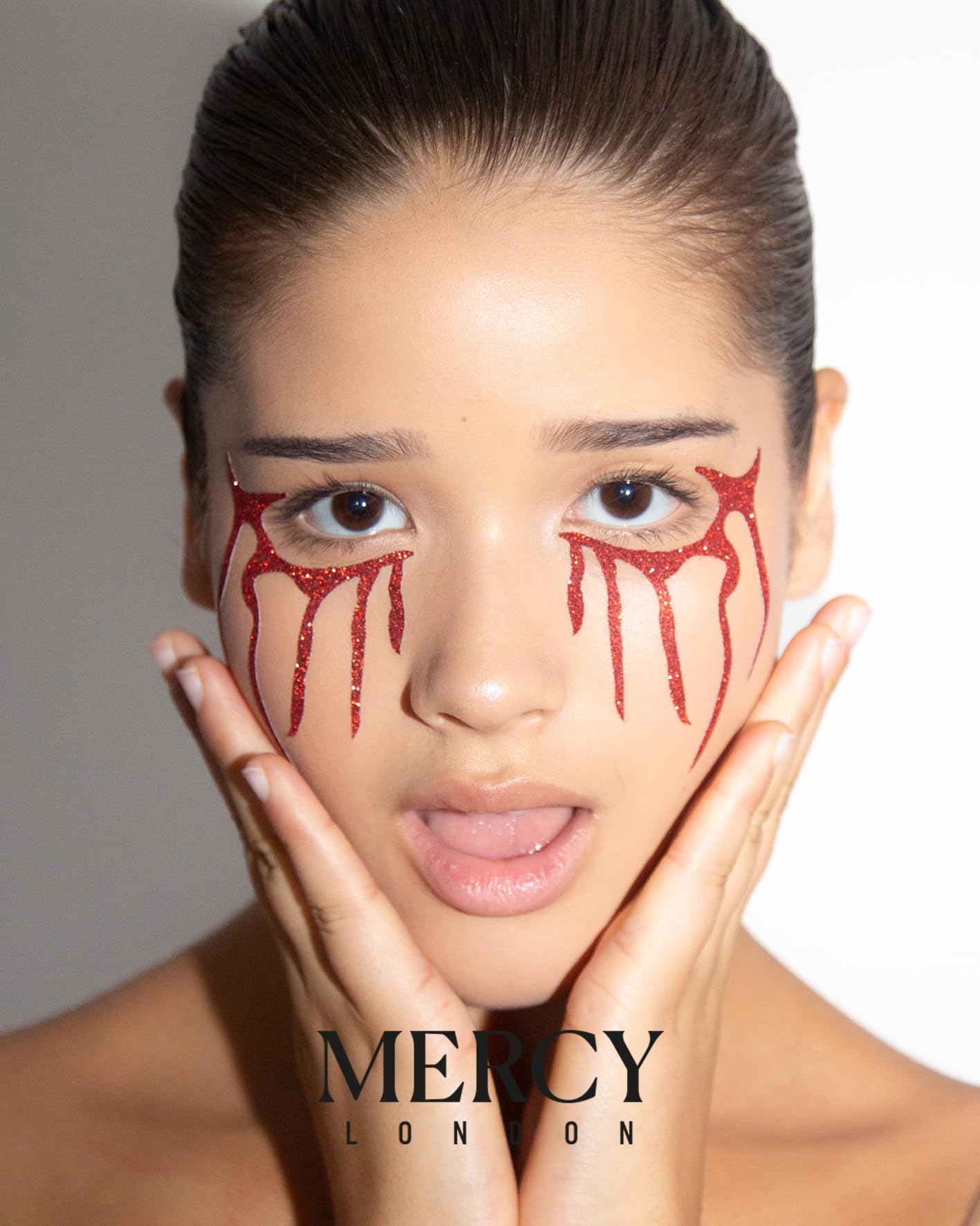Vampire Face Jewels - Blood Tears Stick-On Gems for Halloween & Cosplay | Gothic Costume Accessories | All-in-One Headpiece by Mercy London