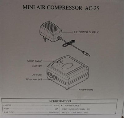 BE MINI Air Compressor AC 25 - Portable & Powerful for Home, DIY Projects, and Car Tires - Ideal for Inflating Sports Equipment, Pool Toys, and Outdoor Gear