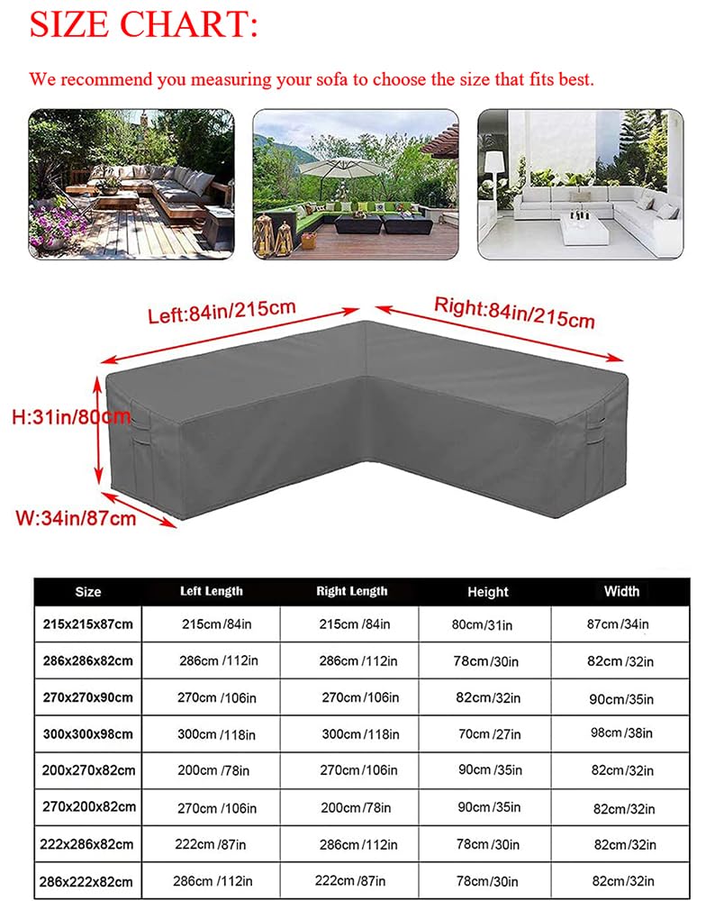 Waterproof 420D Heavy Duty Outdoor Sofa Cover - L Shaped Sectional Couch Protector for Patio, Garden Furniture - Weatherproof with Handles (Perfect for Rain, Sun Protection & Outdoor Use)