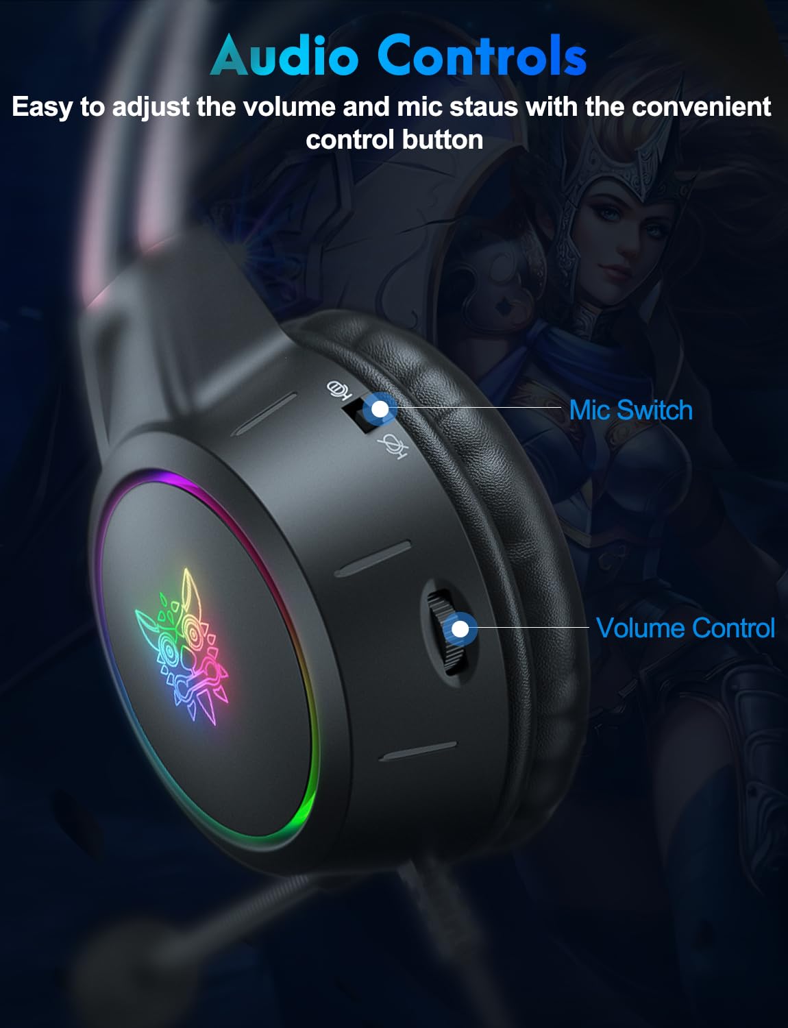 Lightweight Gaming Headset with Detachable Cat Ears - RGB LED Wired Over-Ear Headphones with Noise-Canceling Mic for PC, PS4, PS5, Xbox, Nintendo Switch | Stereo Surround Sound & Self-Adjusting Headband | Perfect for Streaming, Esports & Late-Night Gaming Sessions