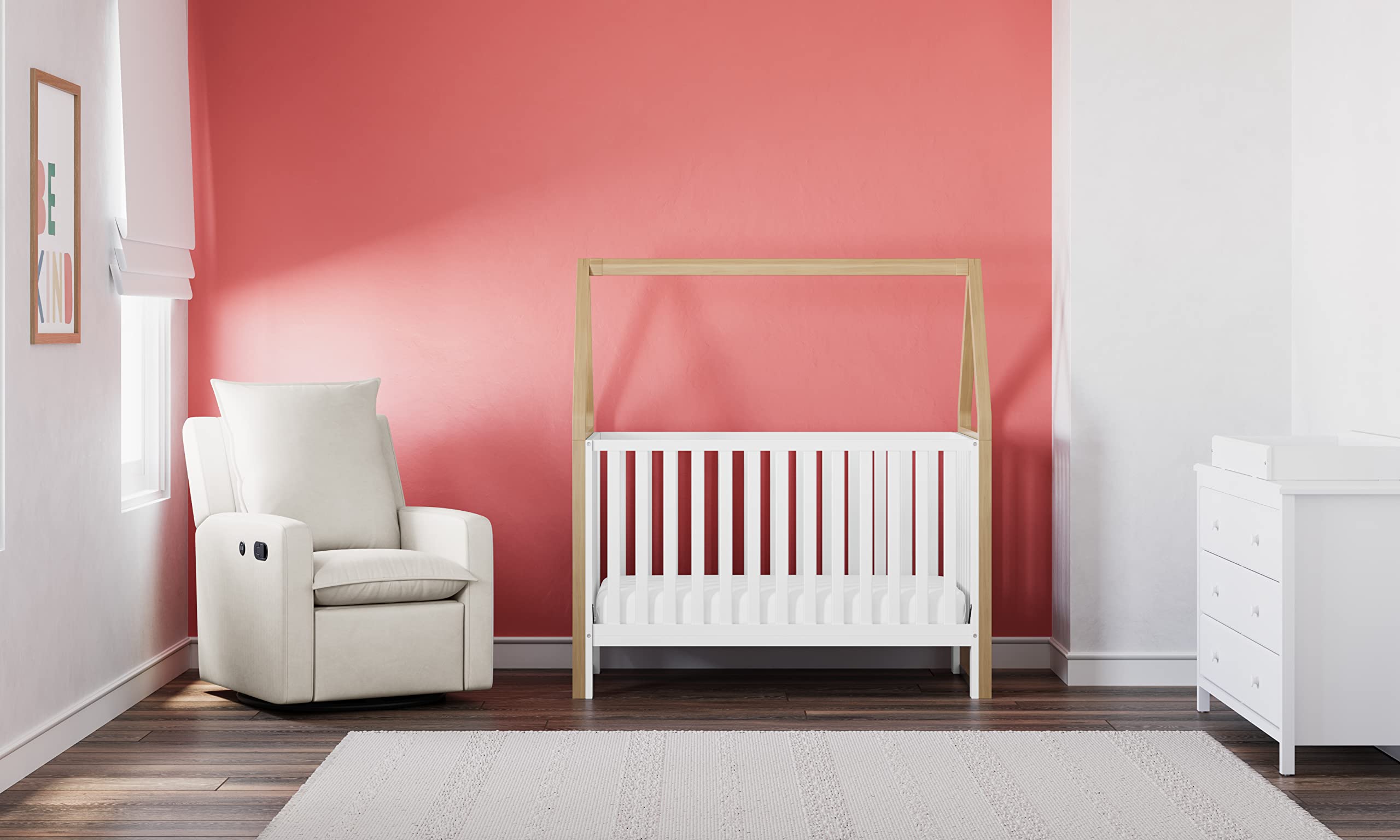 Storkcraft Orchard 5-in-1 Convertible Crib (White with Driftwood) – GREENGUARD Gold Certified Baby Crib | Converts to Toddler Bed, Daybed & Full Bed | Safe Nursery Furniture for Newborns & Toddlers | Perfect for Modern Nurseries & Small Bedrooms