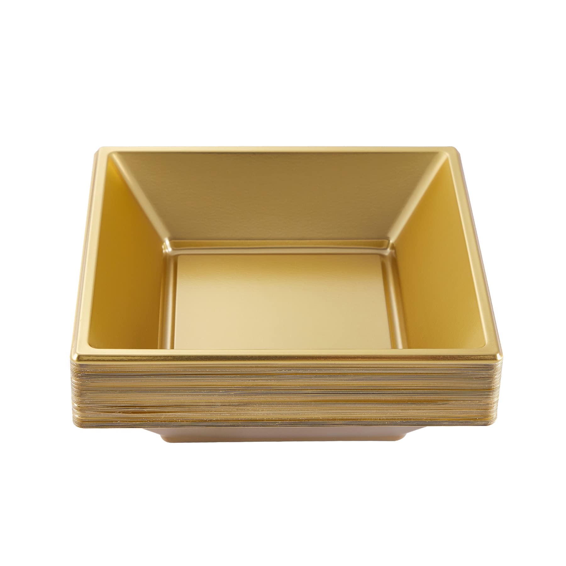 12oz Gold Plastic Bowls - 50 Pack Disposable Square Serving Bowls for Parties, Weddings & Birthdays