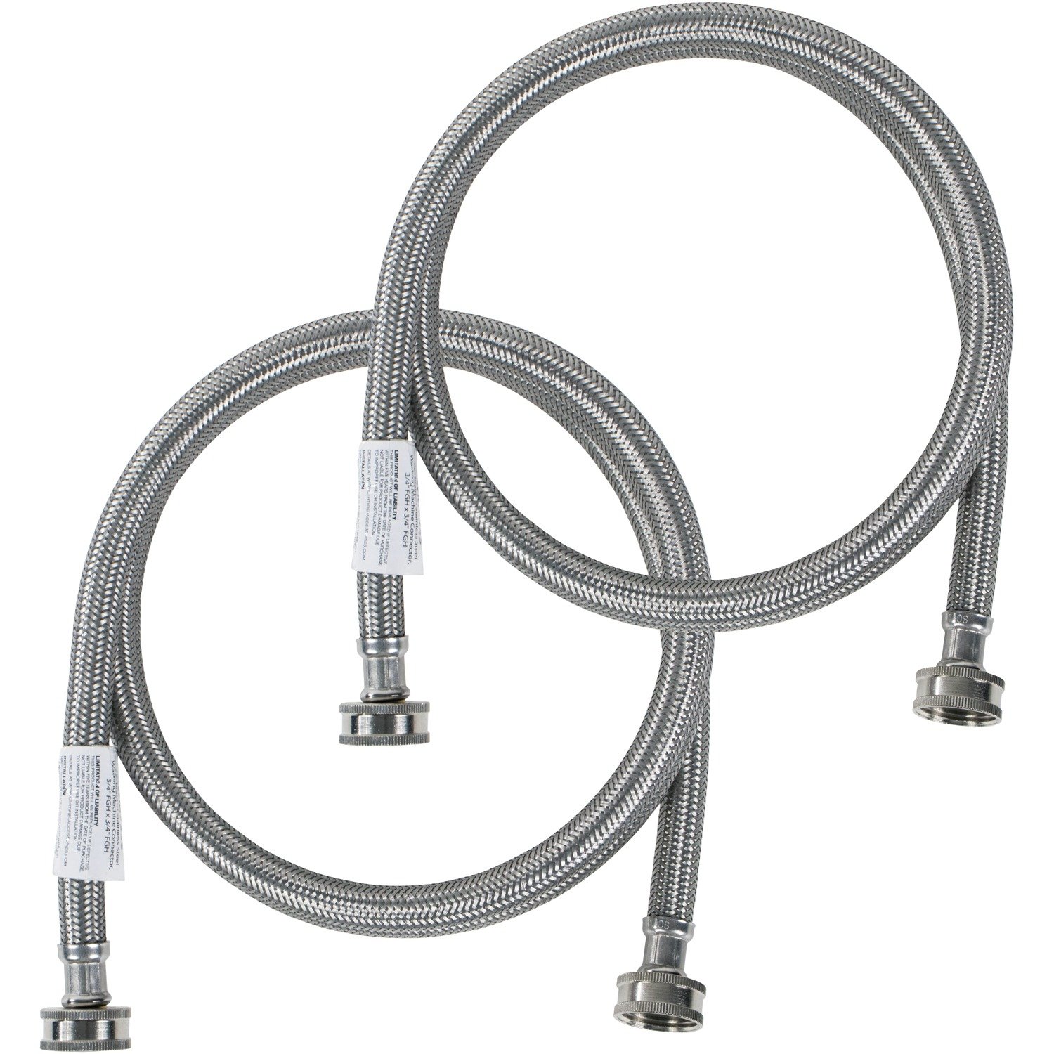 Certified Washing Machine Hoses (2 Pack) - 6ft Hot & Cold Water Supply Lines with PVC Core & Stainless Steel Braiding - Perfect for Laundry Room, RV, Mobile Home & Emergency Replacement