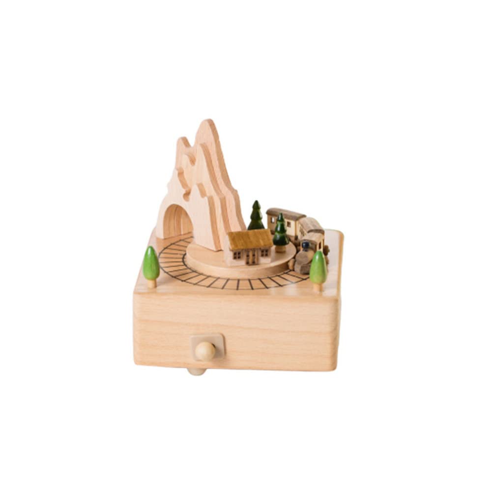 Vintage Wooden Hand-Cranked Music Box - Flamingo Retro Clockwork Musical Box with Train Decor, Birthday & Holiday Gift, Home Desktop Ornament for Romantic, Vintage, Antique Home Decor | Perfect for Weddings, Anniversaries, Christmas & Nursery Room Decor
