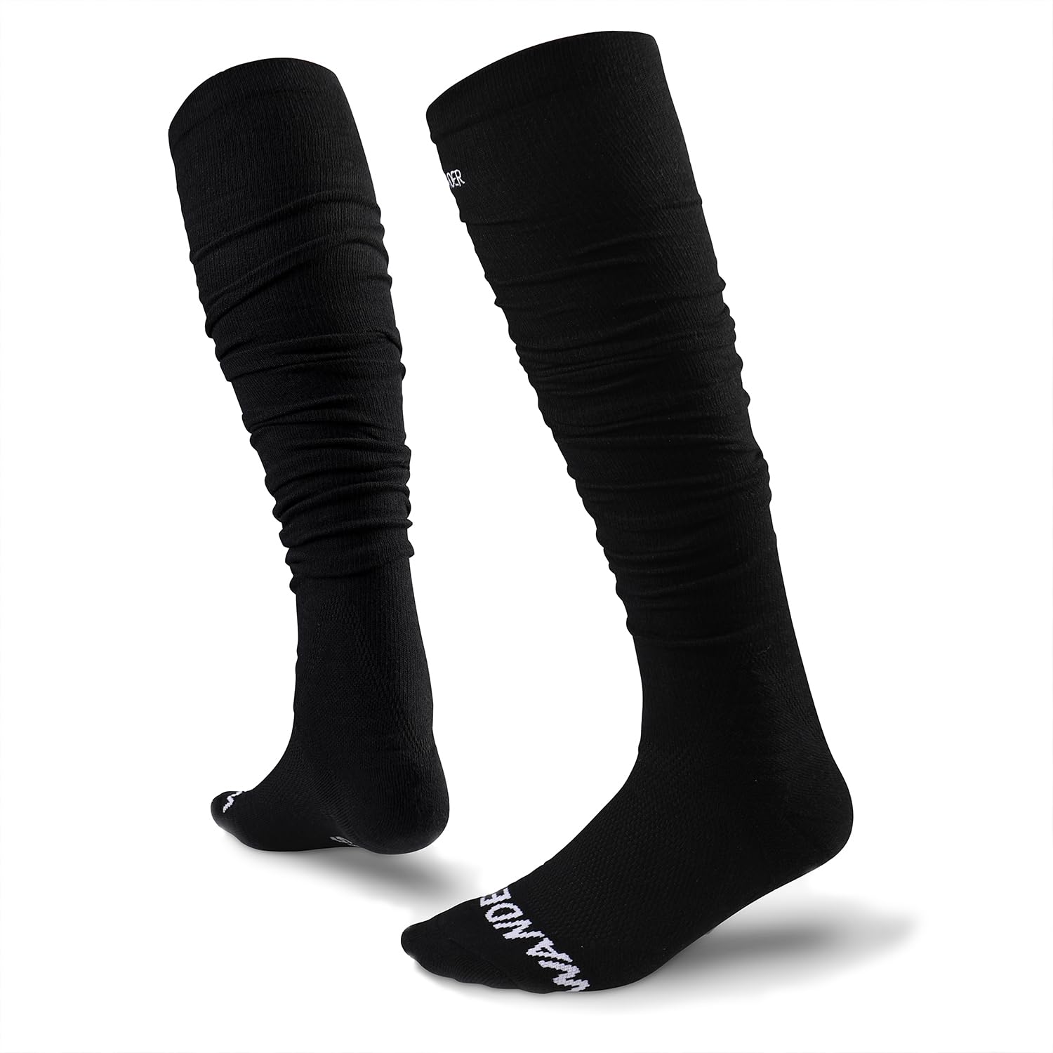 WANDER Football Crew Socks for Men - Extra Long Athletic Socks 2 Pack, Cotton Ankle Support Padded Sports Socks for Youth & Adults (Sizes 6-9/10-13) - Perfect for Soccer, Running & Gym Workouts