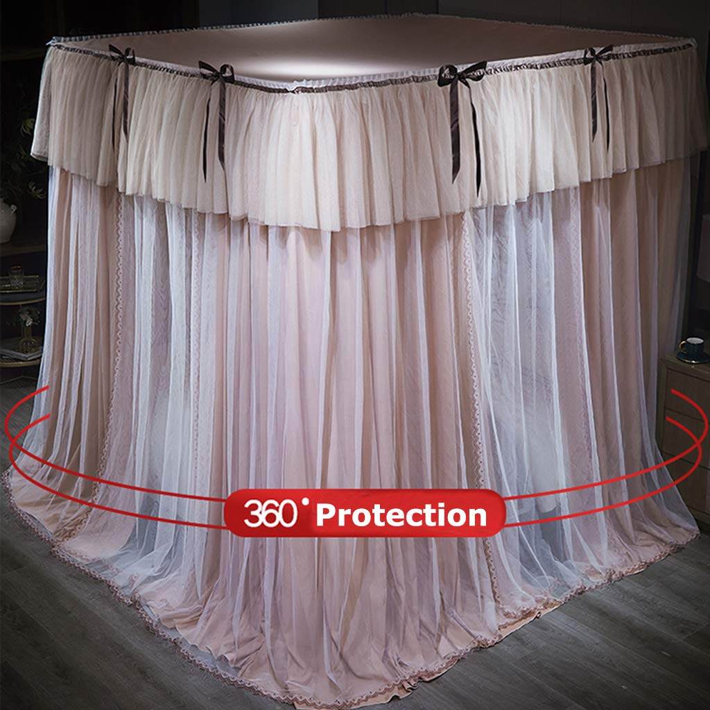 70% Blackout Canopy Princess 4-Poster Bed with Mosquito Net - Grey California King Size for Girls, Women & Boys | Perfect for Bedroom Decor, Sun Protection & Bug-Free Sleep