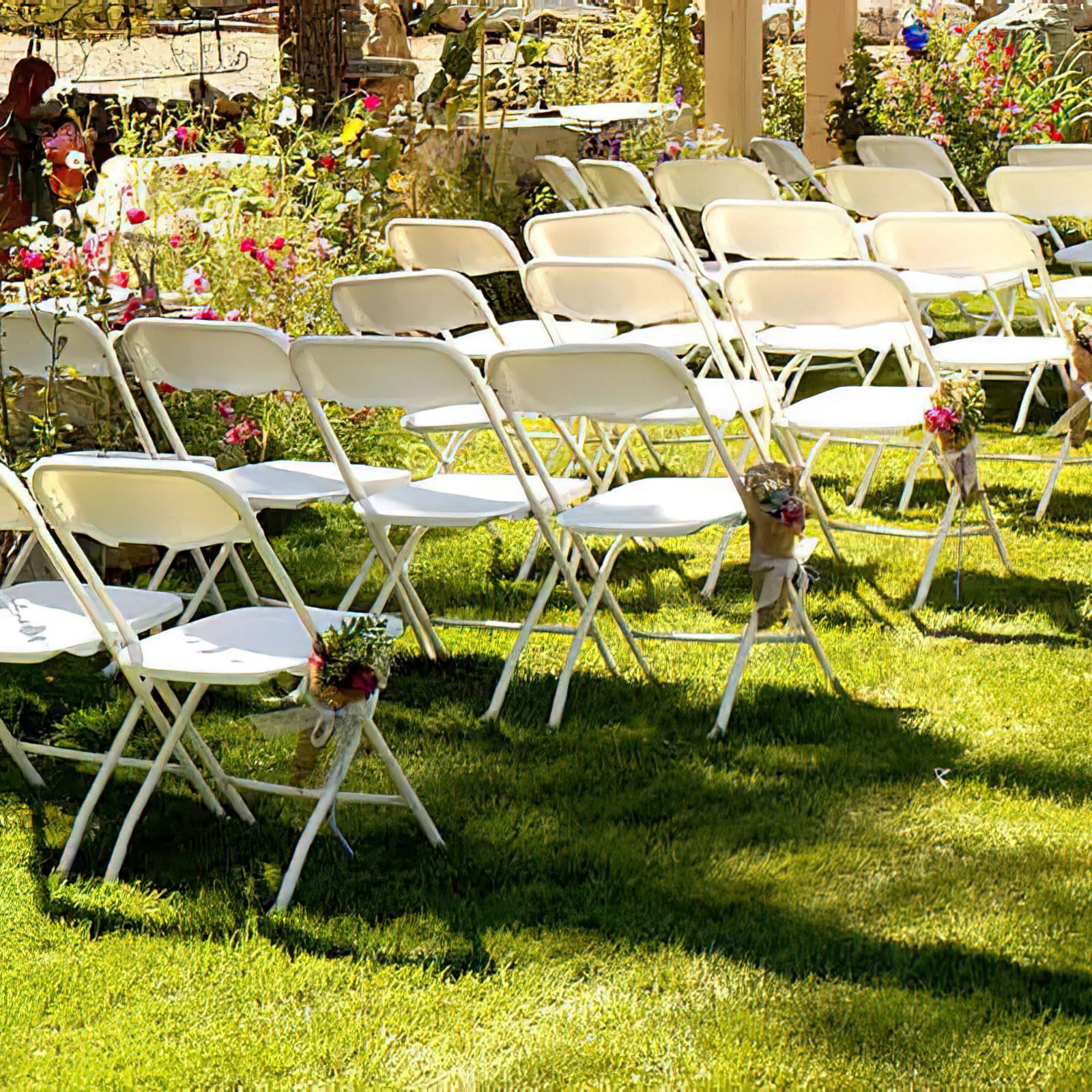 10 Pack White Plastic Folding Chairs - Heavy Duty 350lbs Capacity, Steel Frame Portable Party Chairs for Indoor Outdoor Use - Perfect for Weddings, Events, Office, Home & Commercial Spaces