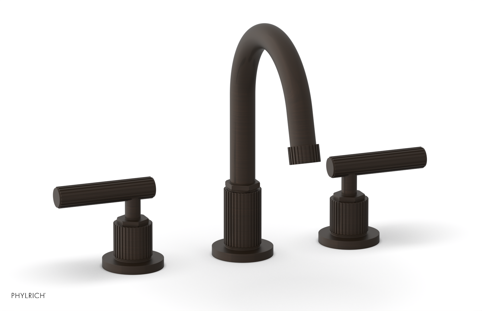 DUSTRIE Widespread Bathroom Faucet with Lever Handle - Grooved Design 370 02 for Modern Vanity Sinks and Powder Rooms