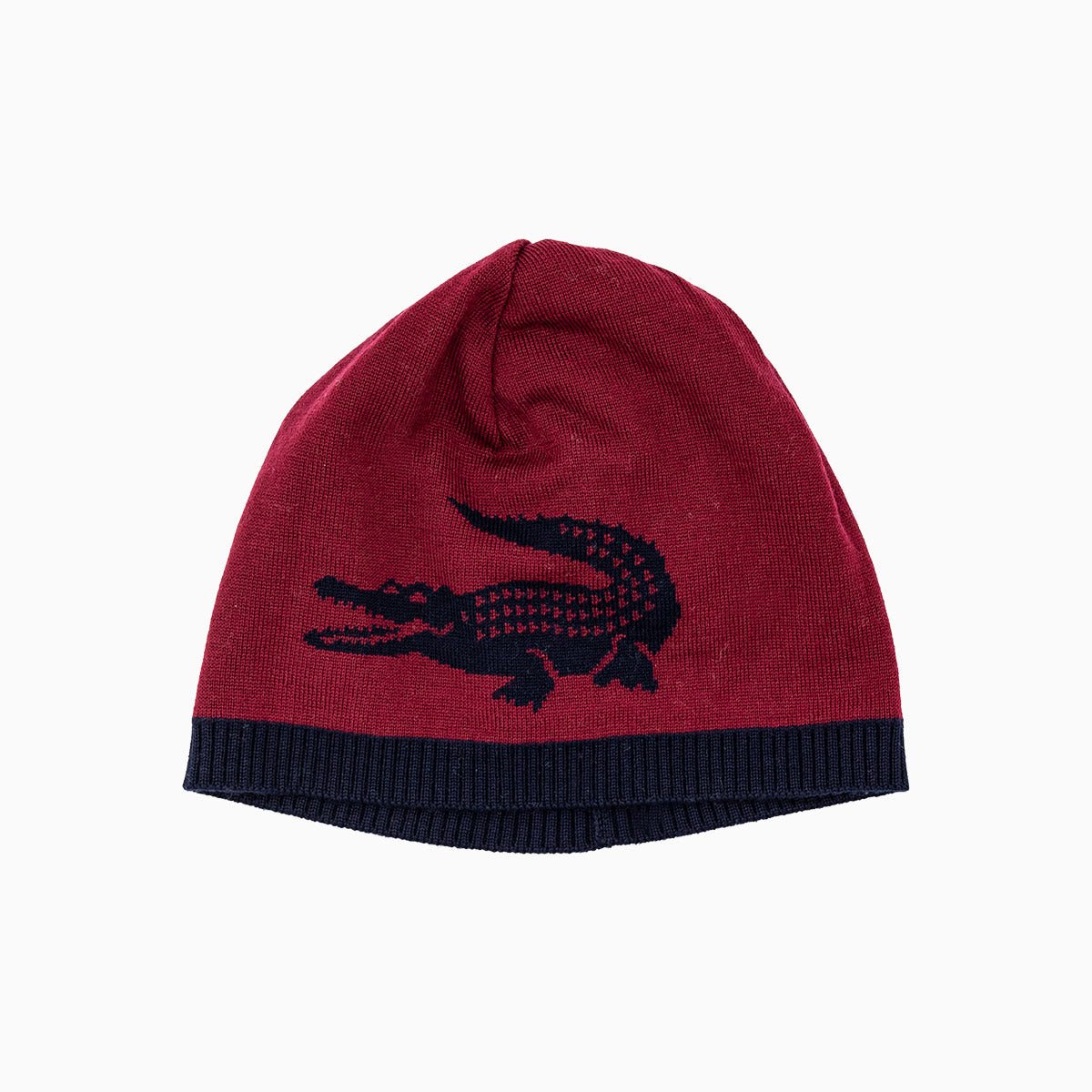 Reversible Jacquard Crocodile Pattern Wool Beanie Hat - Warm Winter Knit Cap for Men & Women - Perfect for Skiing, Snowboarding & Outdoor Activities