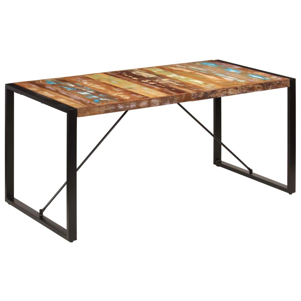 vidaXL 63-inch Rectangular Dining Table for 4 People - Heavy Duty Metal Frame Industrial Style Kitchen Table (63x31.5x29.5 inches) - Perfect for Dining Room, Living Room, Home Office or Workspace