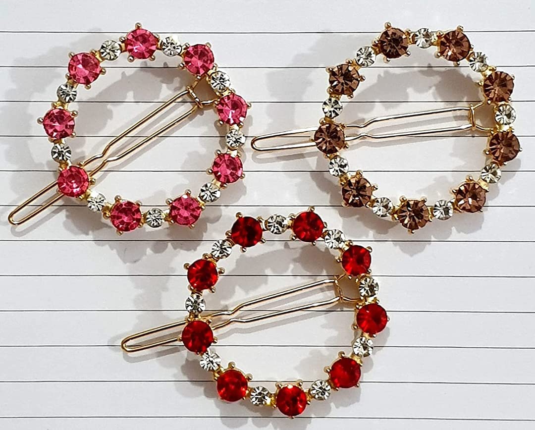 BellaStella Korean Style Rhinestone Hair Clips for Women - Elegant Hair Accessories for Girls & Women - 3-Pack Decorative Hairpins for Parties, Weddings & Daily Wear