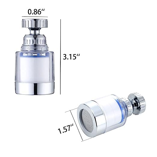 2-Pack Faucet Water Filter with 4 Replacement Cartridges - 360° Swivel Tap Water Purifier for Kitchen & Bathroom Sink - Removes Heavy Metals & Hard Water - Perfect for Drinking, Cooking & Washing
