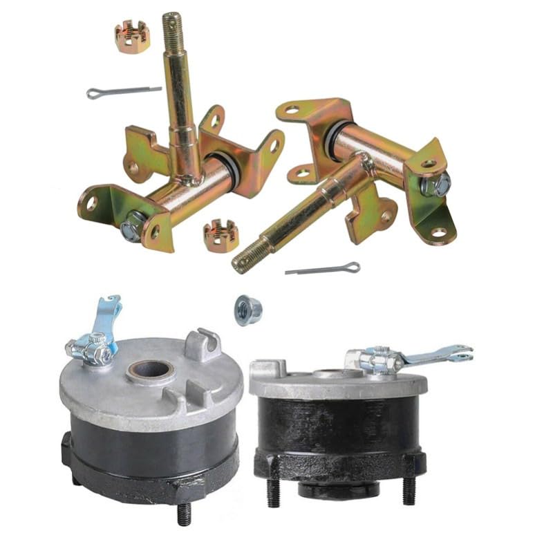 Pair 3 Stud Front Drum Brake Wheel Hub & Steering Knuckle Spindles for ATV Quad Go Kart Drift Trike 4 Wheelers 110cc 125cc - Perfect for Off-Road Adventures & DIY Repairs