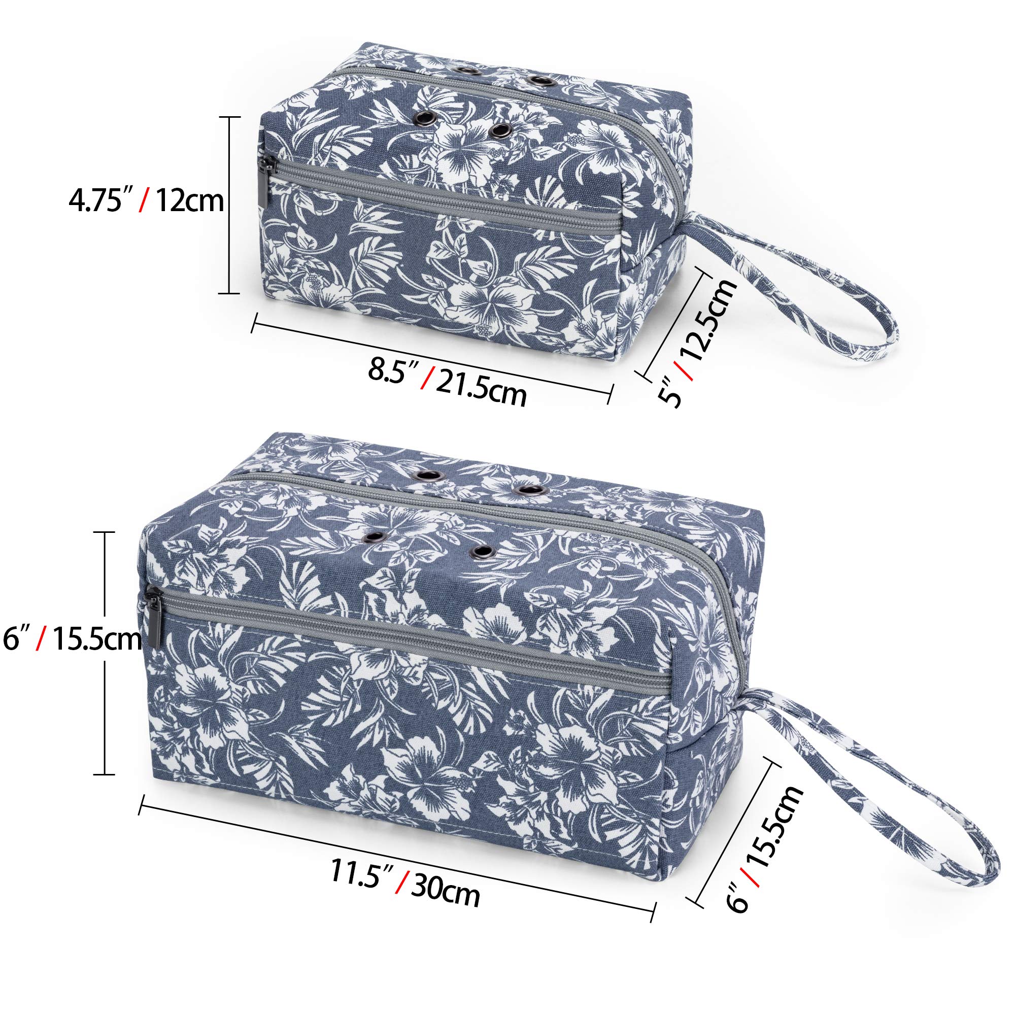 Luxja Large Knitting Yarn Storage Bag with Flowers - Organizer for Crochet Hooks, Knitting Needles (up to 10 Inches) & Craft Supplies - Perfect for Knitters, Crocheters & DIY Enthusiasts at Home or On-The-Go