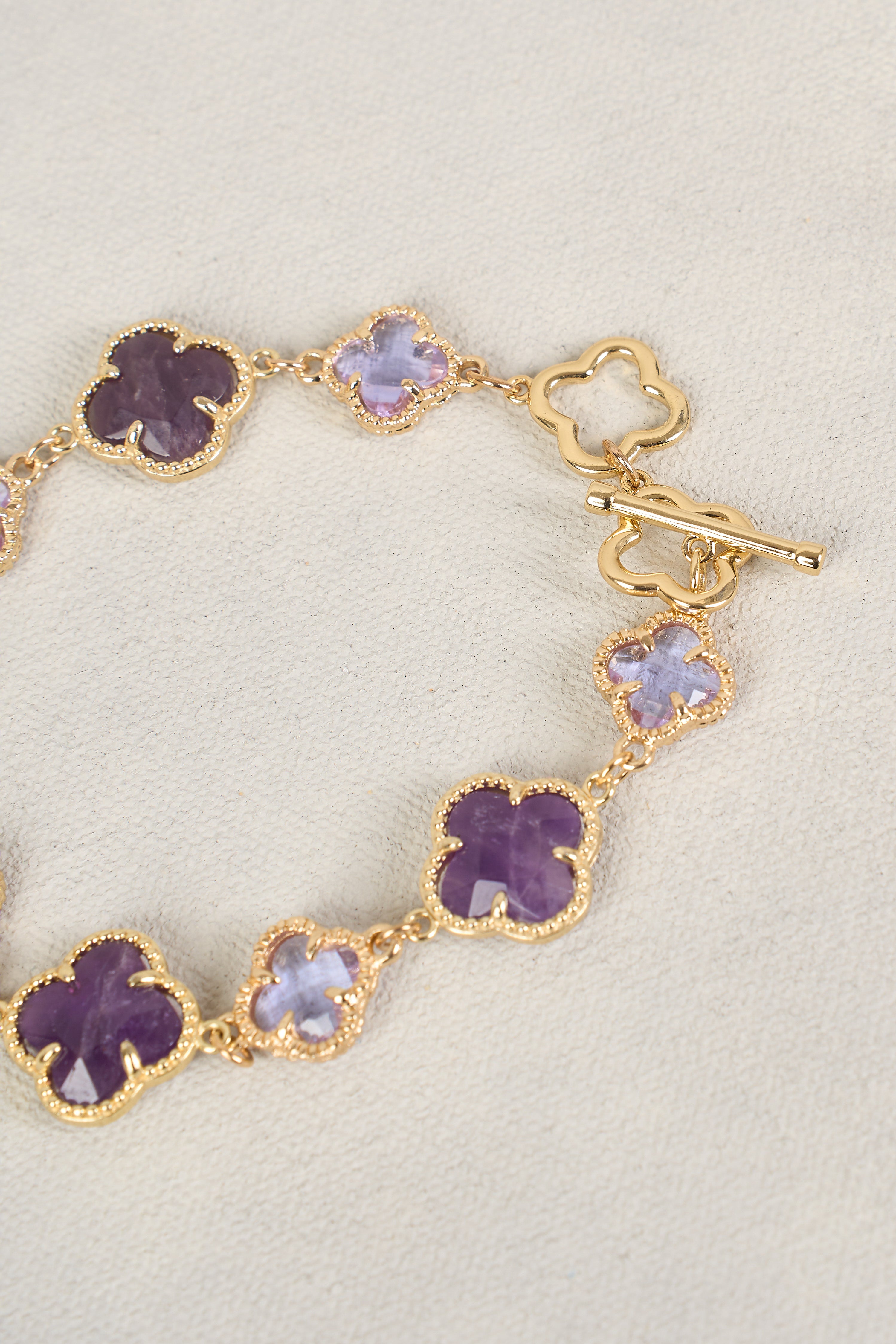 Clover Pendant Bracelet - Lucky Four Leaf Clover Charm Jewelry for Women | Elegant Lilac Color | Perfect for Everyday Wear, Gifts & Special Occasions