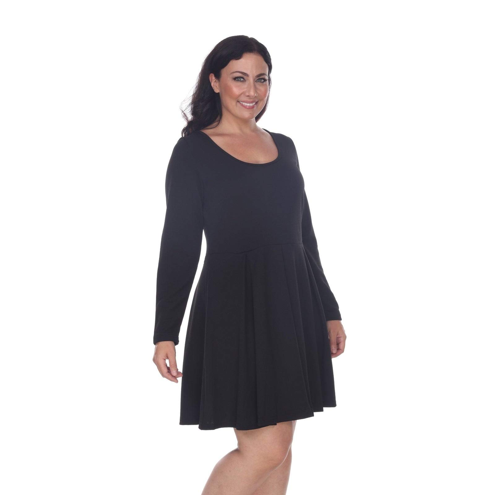 White Mark Women's Jenara Dress - Knee-Length Long Sleeve Flowy Dress for Work, Party & Date Night | Elegant Casual & Formal Wear