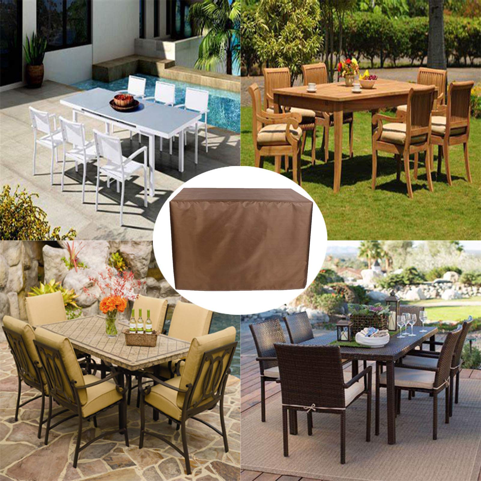 Heavy Duty 420D Oxford Waterproof Outdoor Garden Furniture Cover 140x104x36in - Large Rectangular Patio Cover for Rain, Snow, Dust & Wind Protection - Perfect for Square Tables, Chairs & Outdoor Dining Sets
