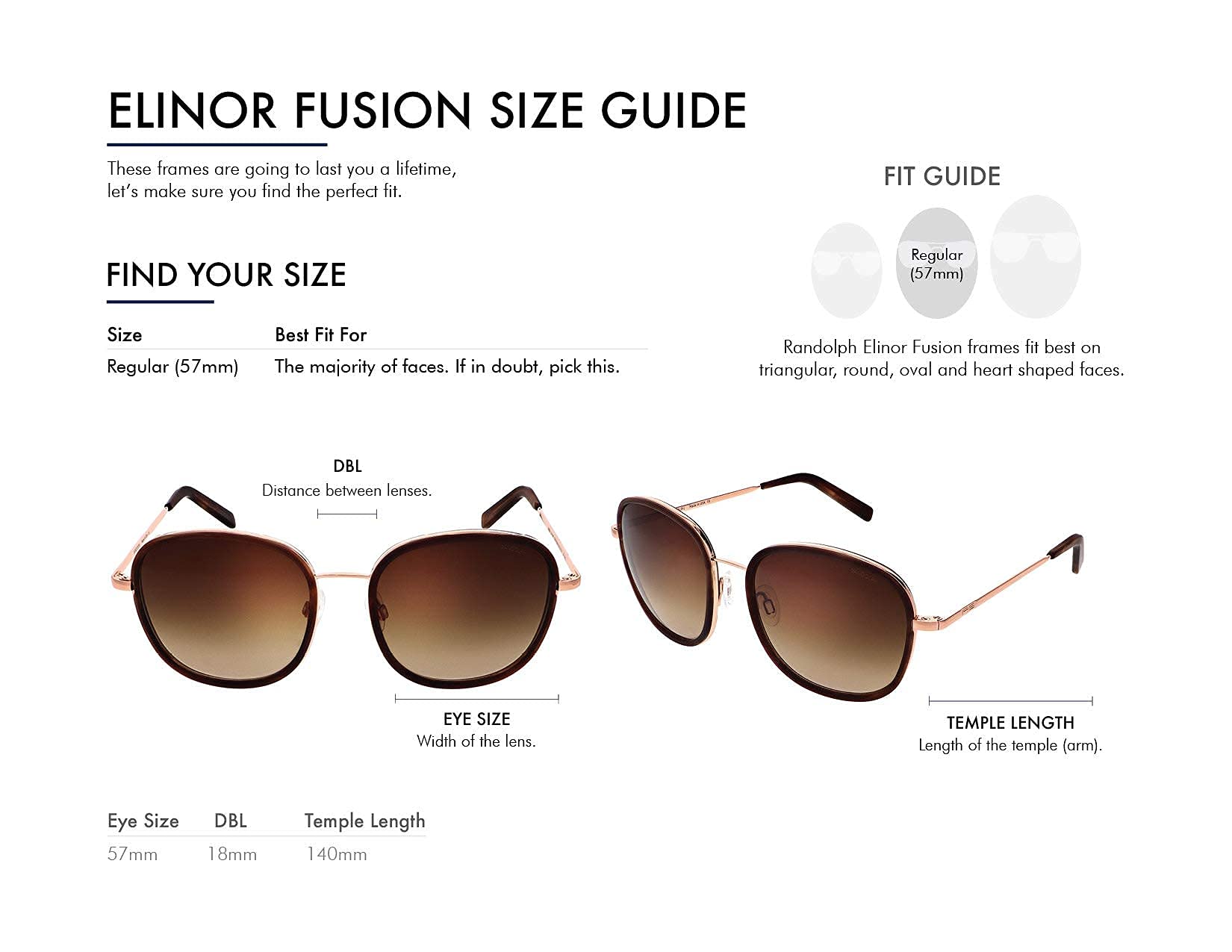 Randolph USA Elinor Inlay Oversized Square Sunglasses for Women - Non-Polarized 100% UV Protection - Fashionable Square Frame for Outdoor Activities, Beach & Driving