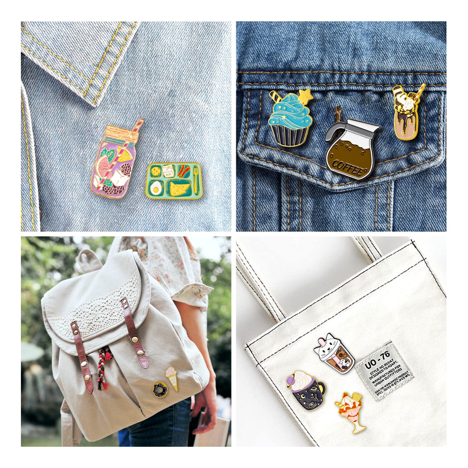 11-Piece Enamel Pin Badge Set - Fashion Brooch Pins for Women & Teens - Metal Lapel Pins for Jackets, Bags, Hats & DIY Crafts (Gourmet Food Theme) - Perfect for Outfits, Backpacks & Gifts